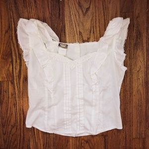 70's Gunnies Vintage White Lace Blouse Sz S